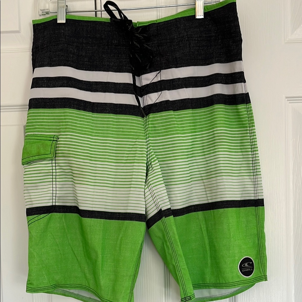 O'Neill Men's Green Striped Swim Shorts